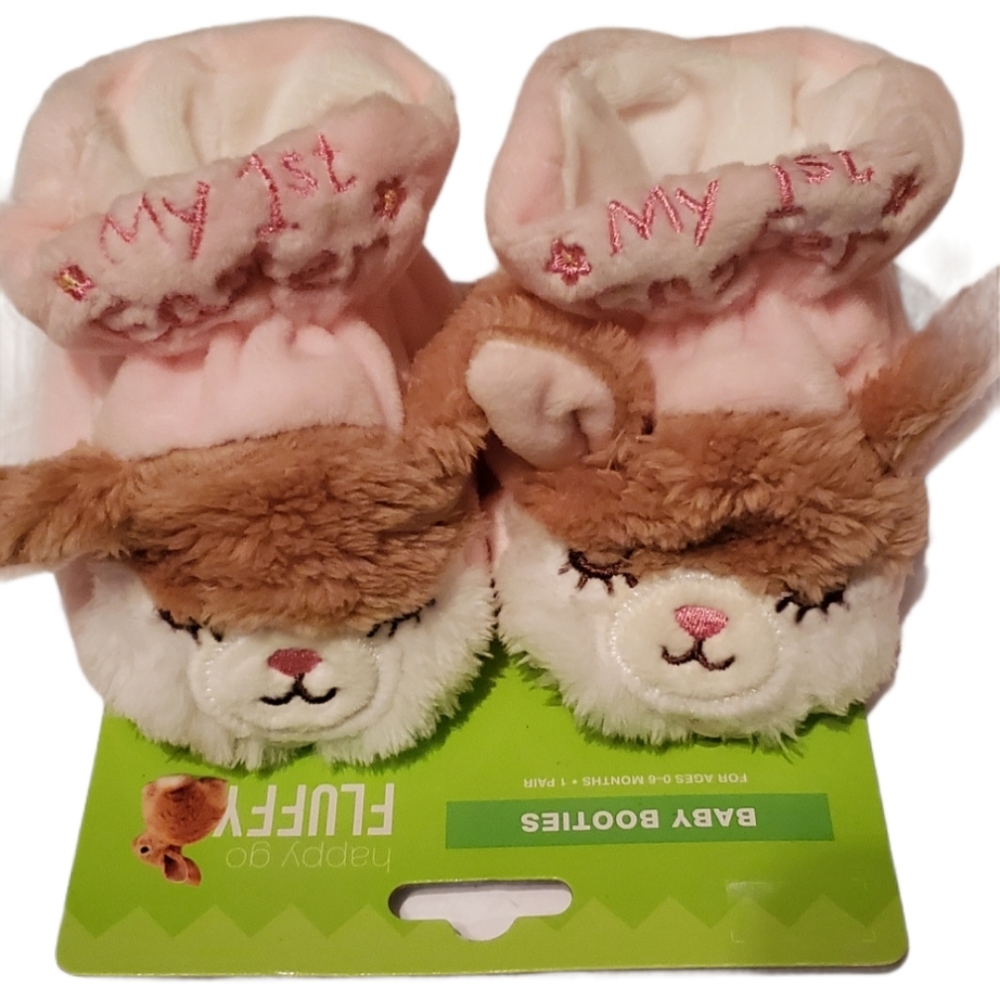 Happy Go Fluffy My 1st Easter Baby Booties Pink